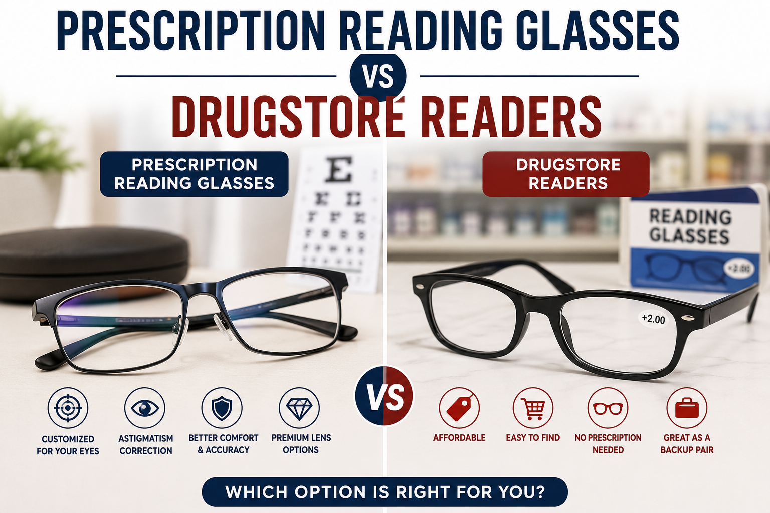 Prescription Reading Glasses vs Drugstore Readers